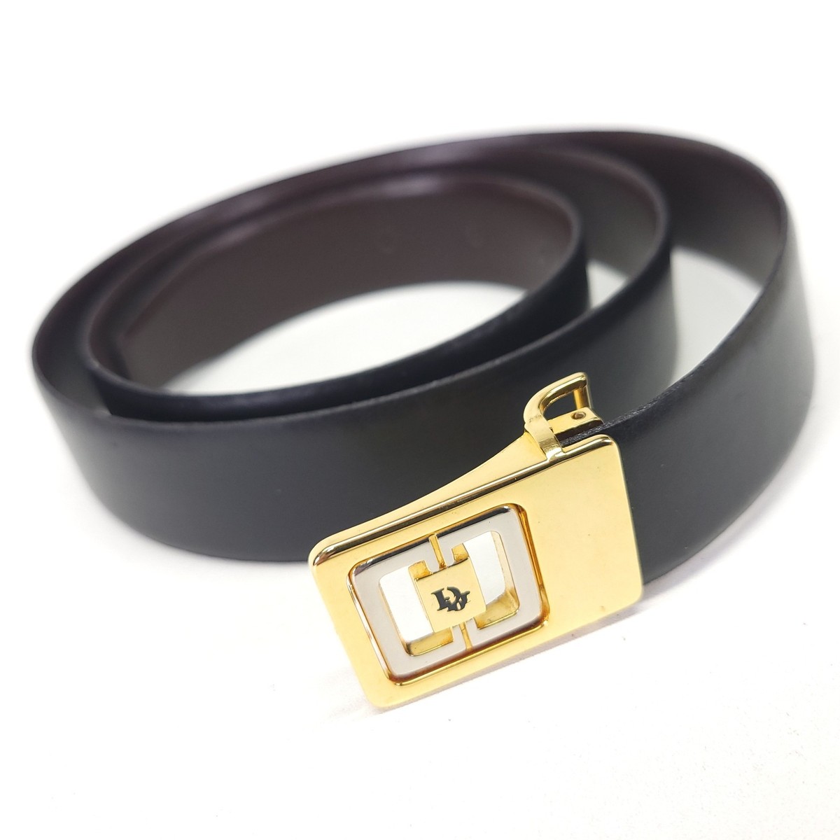 Christian Dior Leather Belt 38 Reversible Dress Brown Black Vtg | eBay