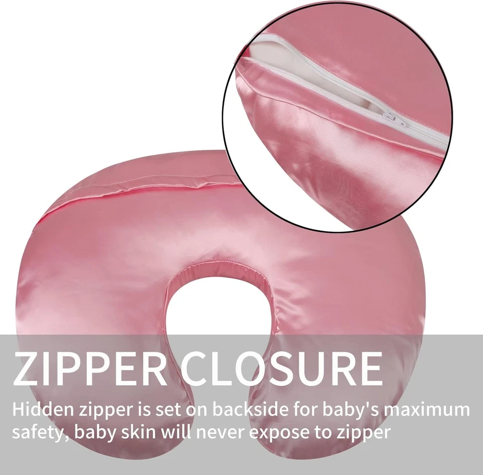 Комплект из 2 атласных наволочек для кормления ультрамягких шелковых серых и розовых  - Изображение 3 из 4