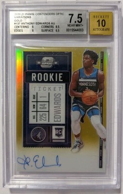 2020 Contenders Optic Anthony Edwards Rookie Ticket Gold Prizm Auto #/10