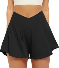 Athletic Shorts for Women 2 in 1 Flowy Running Shorts with
