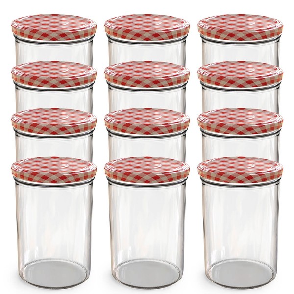 Oputec 12X 440 Ml EinmachgläSer Schraubdeckel Rot MarmeladengläSer SturzgläSer-image