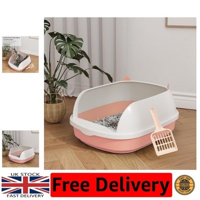 Pink Shell Katzentoilette mit hohem Rand und gratis Schaufel für einfache Reinigung