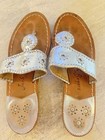 JACK ROGERS Authentic Original Jacks Wide Sandal Silver Tan Shoe 7M Retail $138 — photo 2