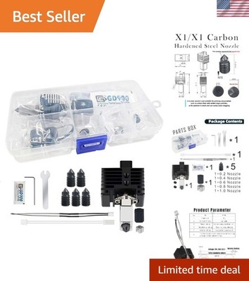 Bambu Lab X1 Hotend Upgrade Kit: 5 Hardened Steel Nozzles & DIY Tools Included