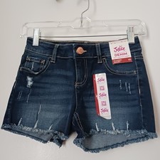 Justice Girls Classic Denim Distressed Shorts Frayed Hem Size 10 Blue Jean New