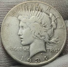 🔑  1934 S Peace US Silver Dollar - 90% Silver US Coin ~ Fine ~ P-34S-3