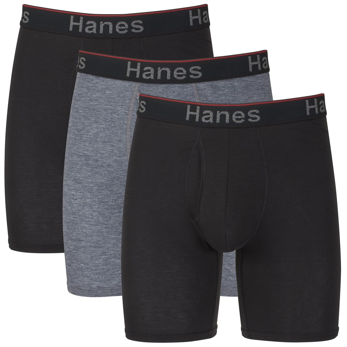 Hanes Men's Moves Performance: 3 Boxer A Mutanda In Nylon E Spandex, Supporto Totale, Nero - 5