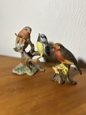 Vintage Collection of 3 Porcelain Bird Figurines: Robin, Blue Tit, & Bullfinch
