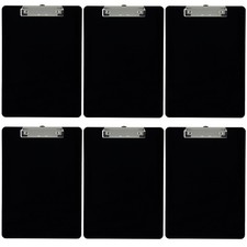 Plastic Clipboard Opaque Color Letter Size Low Profile Clip Pack of 6  Black 