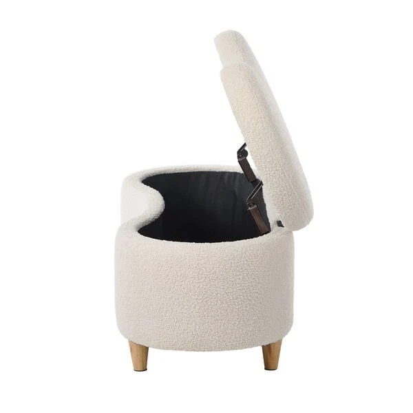Storage Ottoman Cashew Foot Stool Teddy Boucle Chest Bench