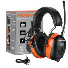 PROHEAR 027 AM FM Radio Headphones with Digital Display, 25dB Large, Orange