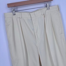 VTG 90s Polo Ralph Lauren Pleated Cuffed Dress Pants Men 34x27 Tag 36x32 Cream