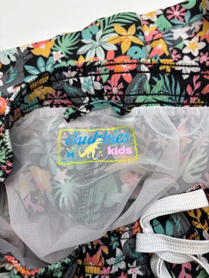 Chubbies Swim Trunks Boys M Black Floral Lined Pockets Preppy - Image 3 of 4