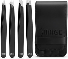 4PCS Stainless Steel Tweezers Set Precision Eyebrow Facial Hair Removal Kit