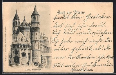 Postcard Worms, West Choir of the Cathedral 1898 
