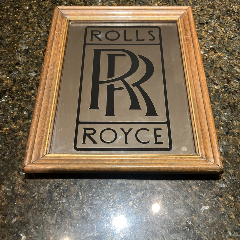 Vintage Rolls-Royce Logotipo Espelho Anúncio em Moldura de Madeira 11x14 - Imagem 3 de 4