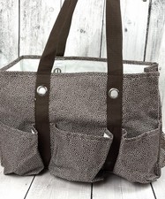 Thirty-One Organizing Utility Tote - Brown Pin Dots