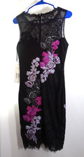 Jovani Womens Embroidered Floral  Dress Black Size 8