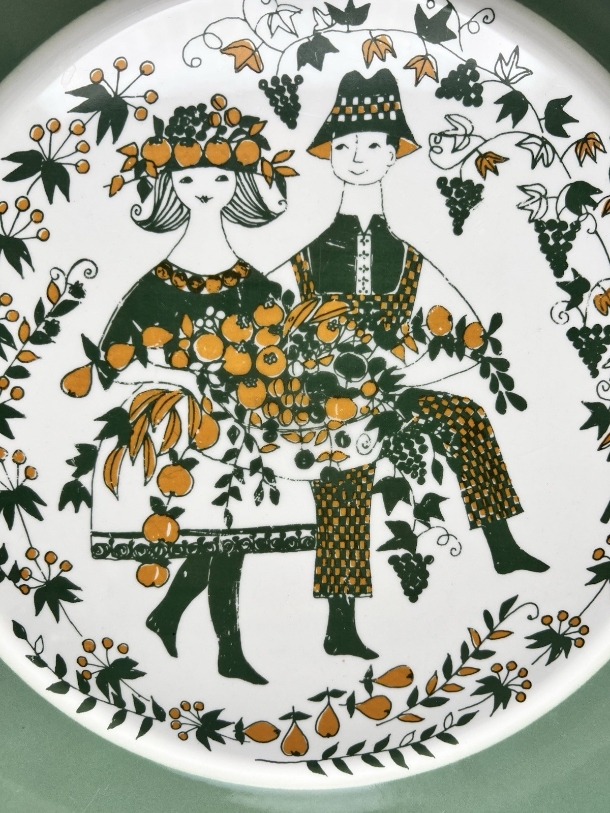 Vintage Figgjo Flint Norway "Sicilia" Serving Platter Folk Art Dancers