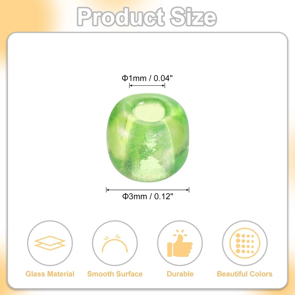 2000Pcs Glass Seed Beads 3mm Mini Glass Seed Spacer Bead Grass Green - Image 2 of 4