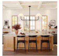 RRTYO Kandras 60W 2-Light Matte Black Linear Cone Pendant Kitchen Island Pendant