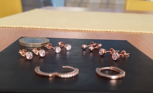 5 Pairs Rose Gold Sterling Silver Earring Stack Set - Bild 4 von 9