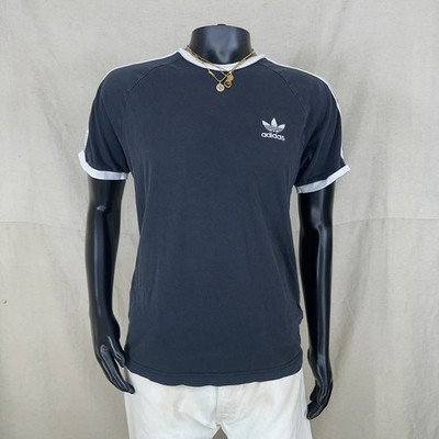 Adidas Trefoil Raglan T Shirt Mens M/L Black Striped Logo Short Sleeve 21x27