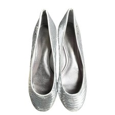 COACH Shimmer Ballet Flats Womens Size 6.5 B Allover Sequins Silver Slip On
