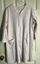Miss Elaine Pink Rose Floral Zip Front Robe Nightgown 60 Cotton Women  s Large