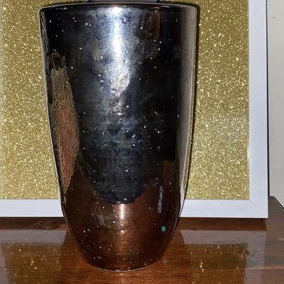 MID CENTURY Ceramic BITOSSI RAYMOR Platinum MIRROR 9 3/4'' MODERNIST VASE Italy 