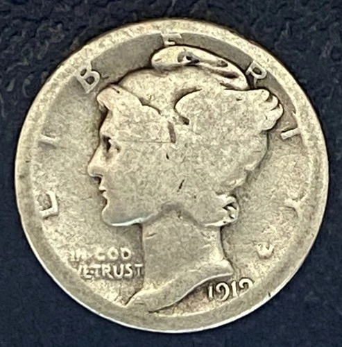 Photo of a 1919-P Mercury Dime from an eBay listing that sold on Jan 17, 2026