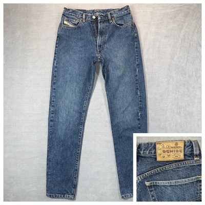 Vintage Diesel Cochise Jeans 26x29 Blue Dark Wash Horse Shoe Faded Whisker Sz 14