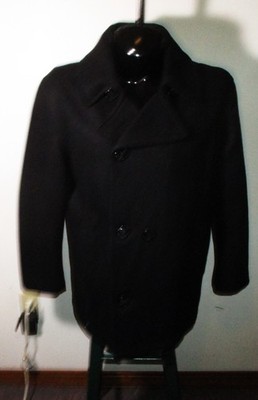 GUIDE GEAR Black Wool Double Breasted Insulated Peacoat Men's Size L