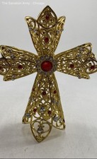 Christmas Home Decorative Gold Metal Rhinestone Holy Cross Ornament