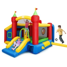 Inflatable Bounce House Kids Slide Jumping Castle with Ball Pit and Dart Board