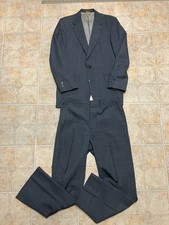 VINTAGE Johnny Carson 2 Piece Suit Gray Plaid Wool Blend Size 42 x 36 Very Nice