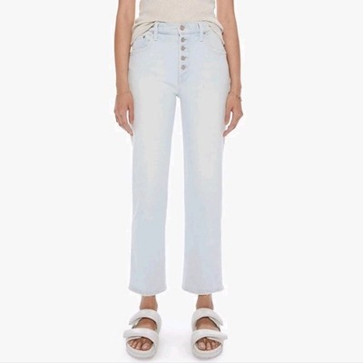 MOTHER The Pixie Tomcat Ankle Jeans Sz 28 In Piña Colada Paradise Exposed Button
