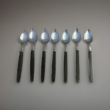 Vintage MCM Grapefruit Spoons Black Handle Japan Stainless Steel