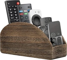 TV Remote Control Holder with 5 Compartments, Bedside Table Remote Carbonized