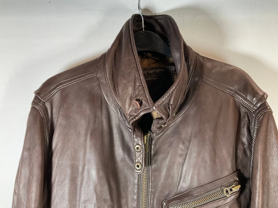 Timberland Vintage Brown Soft Leather Bomber Jacket Size Large - Image 2 of 4