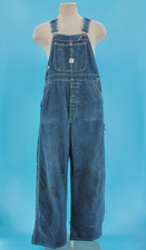 Mens VTG 40s WWII Era Super Flint Denim Overalls Sz S 1940s Wreath Buttons