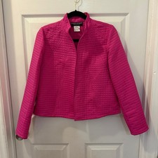 Harve Benard Womens Size 4 Pink Quilted Lightweight zip/button blazer Jacket