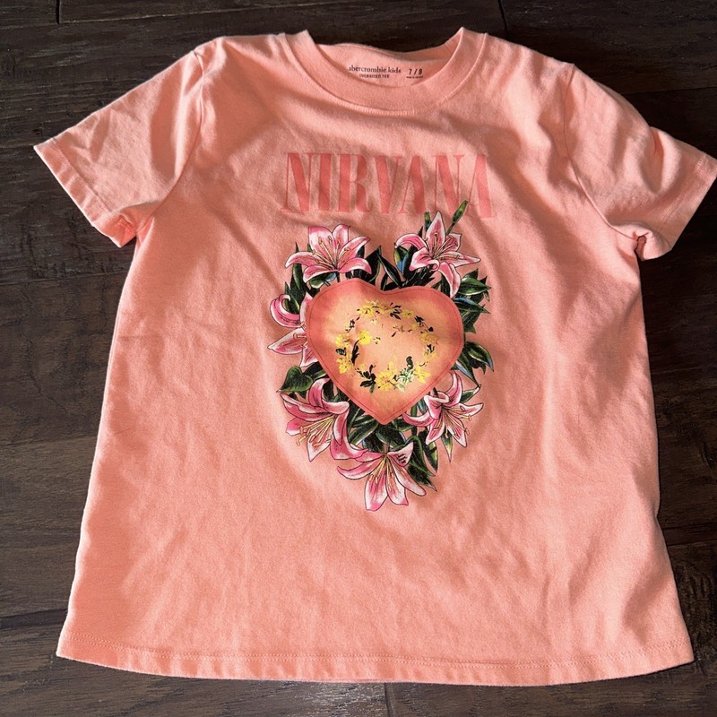 Girls Abercrombie Kids Oversized Tee Nirvana 7/8 Peach 