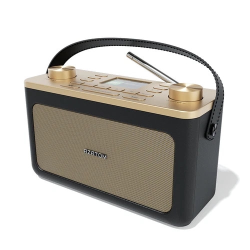 DAB+ FM Radio Clock Alarm Speaker Bluetooth USB charger AZATOM Classic Gold (R)