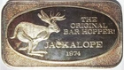 1974 Jackalope 1 troy ounce .999 Silver Bar - US Silver Corporation Token