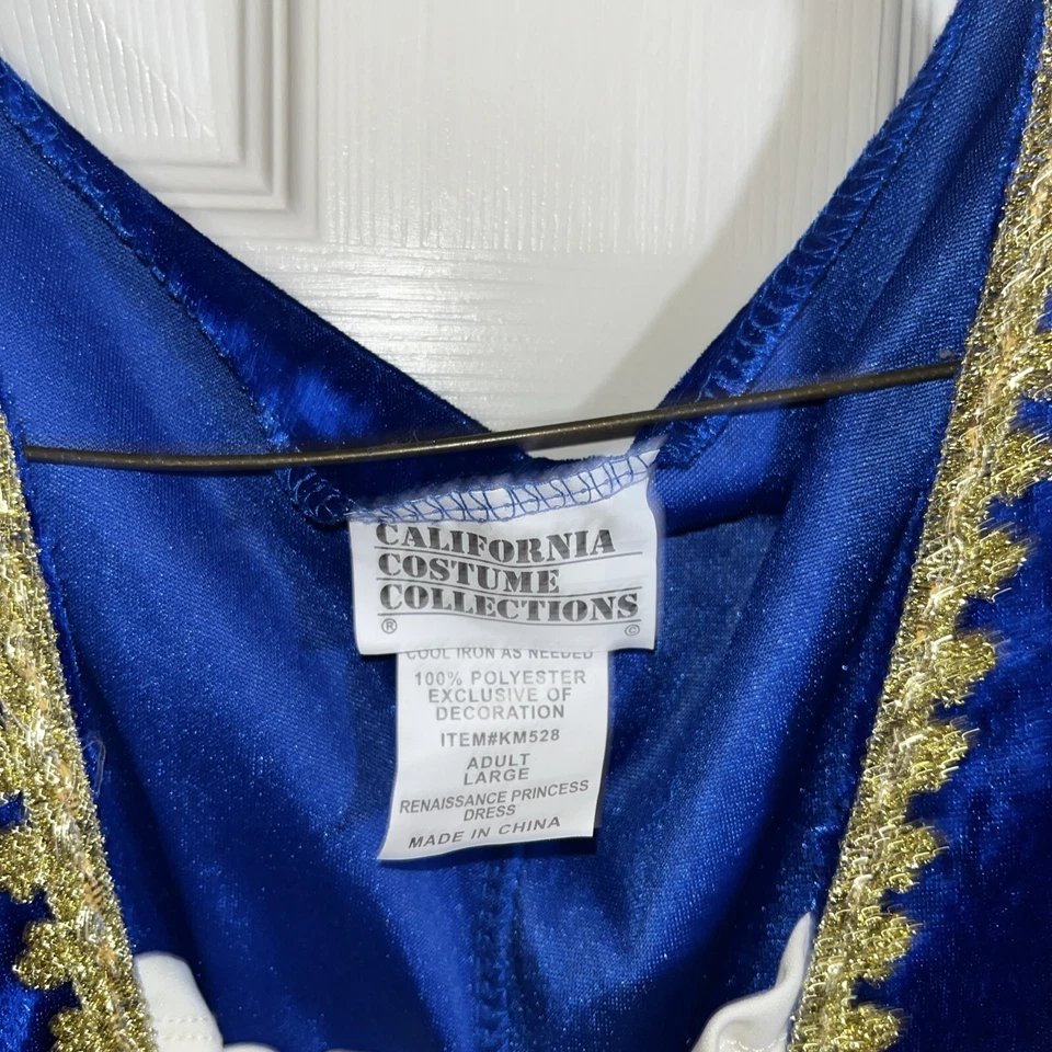 Renaissance Costume Adult Medieval Maiden Princess Queen Fancy Dress Blue , Gold - Image 2 of 4