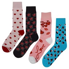 NWT Heart Dress Socks 4 Pack Novelty Men 8-12 Crazy Fun Sockfly
