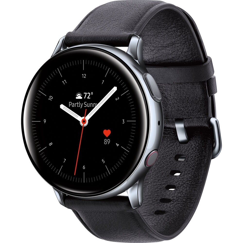 Samsung Galaxy Watch Active 2 SM-R835 40mm Stainless Steel Case with Black  Leather Strap Smartwatch (LTE) for sale online | eBay