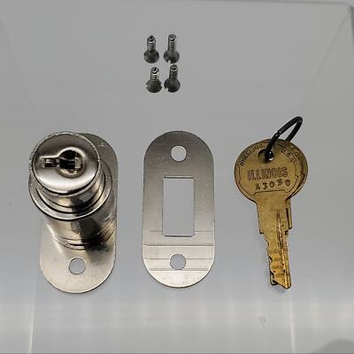 Illinois D3830 Sliding Door Lock Polished Chrome 1''L x 7/8''D Cylinder Keyed Diff