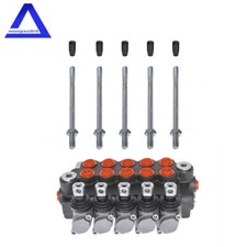 5 Spool Hydraulic Monoblock Double Acting Control Valve, 11 GPM, SAE Ports